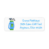 Blue Golf Bag Rücksendeadressen-Aufkleber (Vorne)