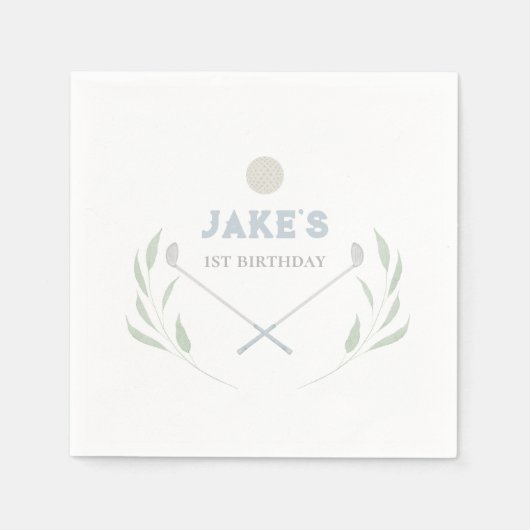 Blue Golf Birthday Party Paper Teller Serviette (Vorderseite)