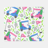 Blue Golf Cart 18. Loch Flag Preppy Bright Fleecedecke (Vorderseite (Horizontal))