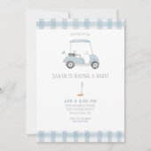 Blue Golf Cart Babydusche Einladung (Vorderseite)