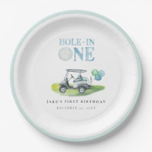 Blue Golf Cart Birthday Paper Teller