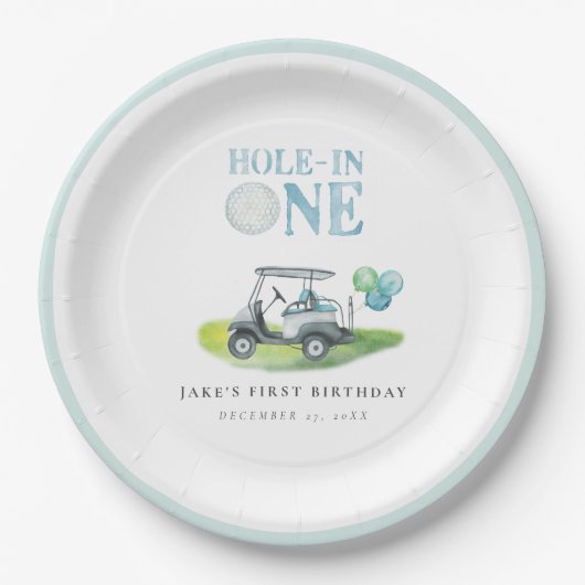 Blue Golf Cart Birthday Paper Teller (Vorderseite)