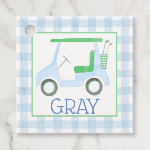 Blue Golf Cart Boys Gefälligetags Geschenkanhänger