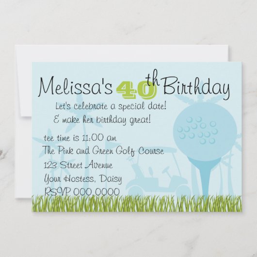 Blue Golf Date Einladung (Vorderseite)