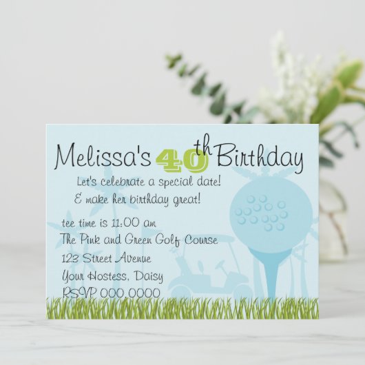 Blue Golf Date Einladung (Stehend Vorderseite)