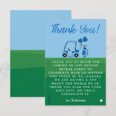 Blue Golf Gender Reveal Party Dankeskarte (Vorne/Hinten)
