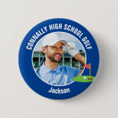 Blue Golfer Foto High School Golf Team Button (Vorderseite)