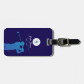 Blue Golfer mit Golf Club Gepäckanhänger (Vorderseite horizontal)