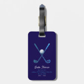 Blue Golfer mit Golf Club Gepäckanhänger (Rückseite vertikal)