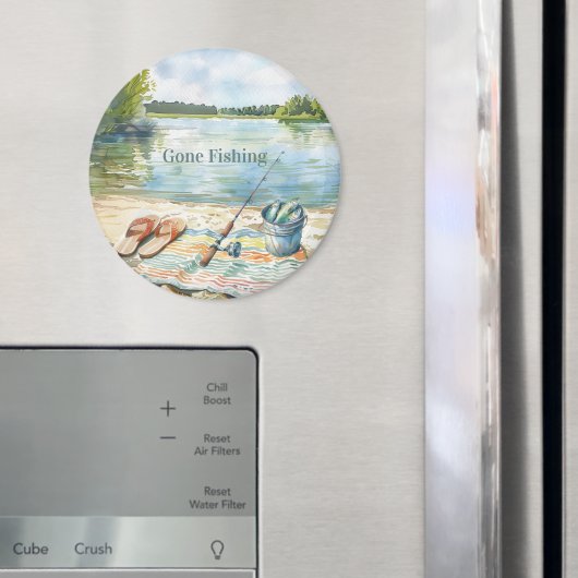 Blue Gone Fishing Bucket Lake Magnet (In Situ (Kühlschrank))