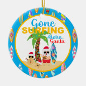 Blue Gone Surfing Santa Keramik Ornament (Vorne)