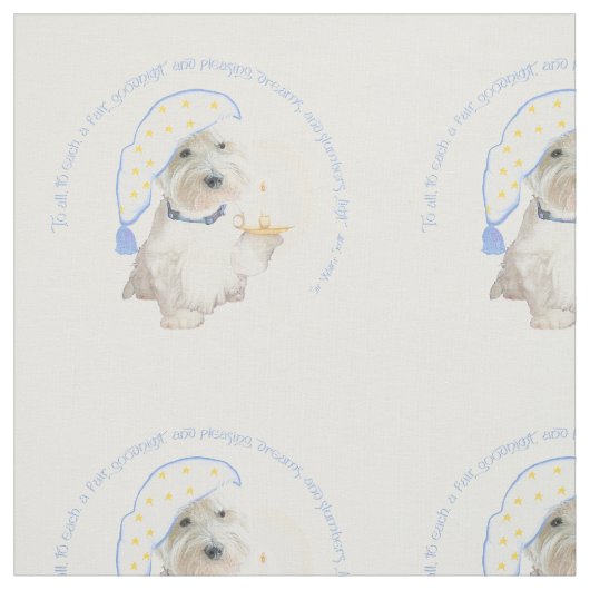 Blue Goodnight Westie Stoff (Muster)