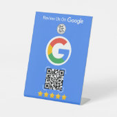 Blue Google Review Business Stand with QR Code Sockelschild (Vorderseite)