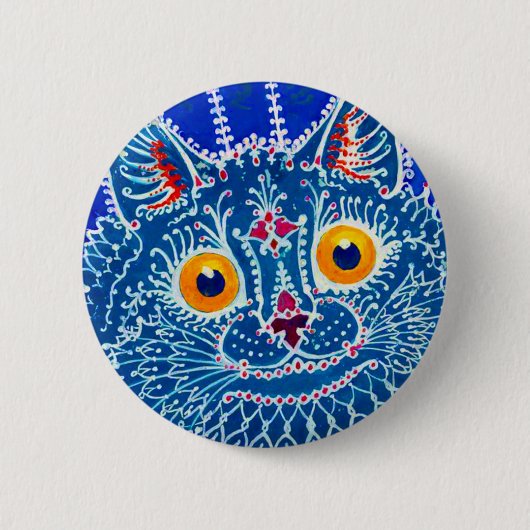 Blue Gothic Cat Button (Vorderseite)
