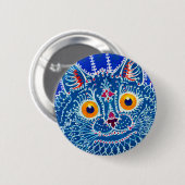 Blue Gothic Cat Button (Vorne & Hinten)