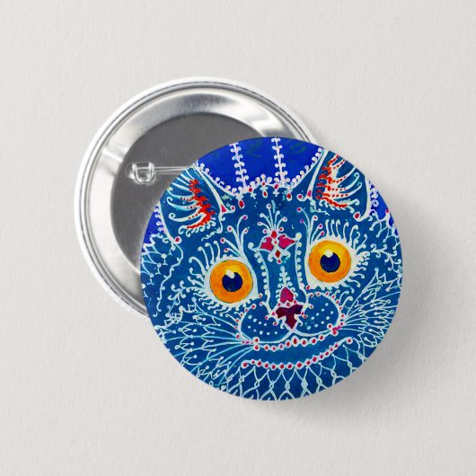 Blue Gothic Cat Button (Vorne & Hinten)