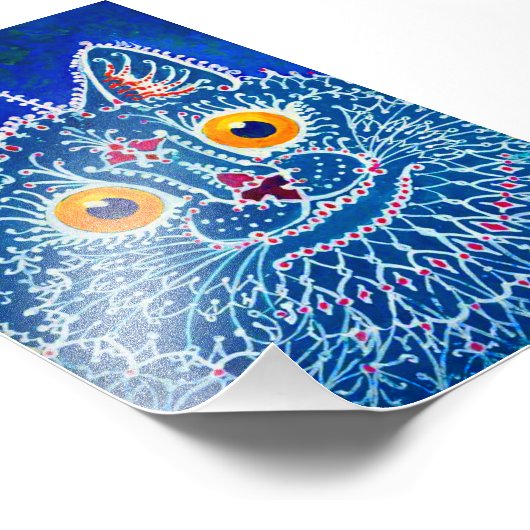 Blue Gothic Cat Fotodruck (Ecke)