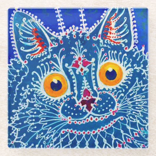 Blue Gothic Cat Glasuntersetzer (Vorderseite)