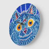 Blue Gothic Cat Große Wanduhr (Winkel)