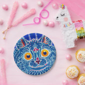 Blue Gothic Cat Pappteller (Party)