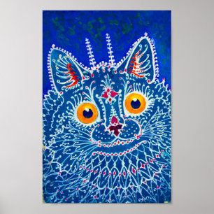 Blue Gothic Cat Poster