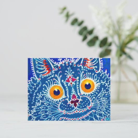 Blue Gothic Cat Postkarte (Stehend Vorderseite)