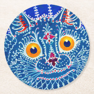 Blue Gothic Cat Runder Pappuntersetzer