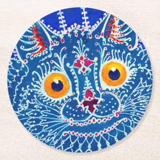 Blue Gothic Cat Runder Pappuntersetzer (Vorderseite)