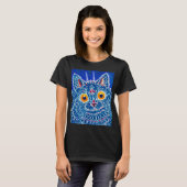 Blue Gothic Cat T-Shirt (Vorne ganz)