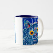 Blue Gothic Cat Zweifarbige Tasse (VorderseiteRechts)