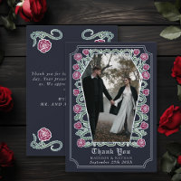 Blue Gothic Coffin Rose Hochzeit Dankeschön Card