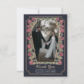 Blue Gothic Coffin Rose Hochzeit Dankeschön Card Dankeskarte (Vorderseite)