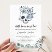 Blue Gothic Floral Skull Baby Shower Einladung