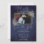 Blue Gothic Foto Wedding Save The Date (Vorderseite)