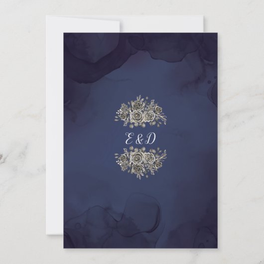 Blue Gothic Foto Wedding Save The Date (Rückseite)