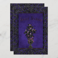 Blue Gothic Frame Black Rose & Candles Sweet 16