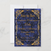 Blue Gothic & Gold Gerahmt 35. Save the Date (Rückseite)