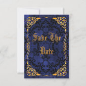 Blue Gothic & Gold Gerahmt Sweet 16 Save the Date (Vorderseite)