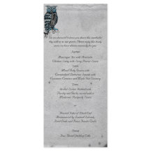 Blue Gothic Owl Posh Wedding Menu