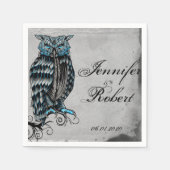 Blue Gothic Owl Posh Wedding Napkin Serviette (Vorderseite)