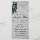 Blue Gothic Owl Posh Wedding Programm (Vorderseite)