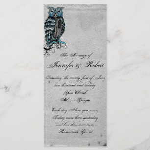 Blue Gothic Owl Posh Wedding Programm