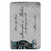 Blue Gothic Owl Posh Wedding Save the Date Magnet (Vertikal)