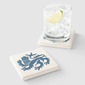 Blue Gothic Revival Lion Marble Stone Untersetzer (Seitenansicht)