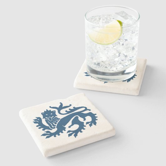 Blue Gothic Revival Lion Marble Stone Untersetzer (Seitenansicht)