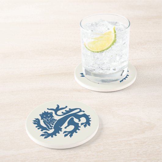 Blue Gothic Revival Lion Sandstone Untersetzer (Seite)