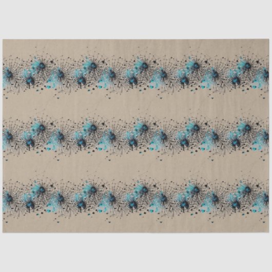 Blue Gothic Spider Web Ephemera Muster Seidenpapier (Vorderseite)