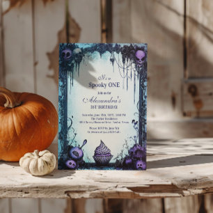 Blue Gothic Spooky ONE Geburtstag Einladung