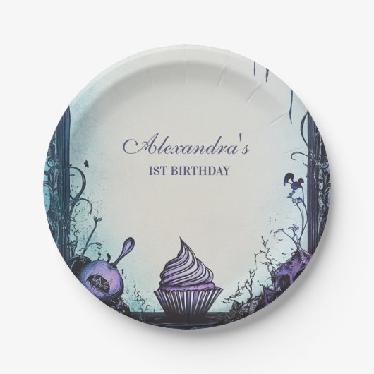 Blue Gothic Spooky ONE Geburtstag Pappteller (Vorderseite)