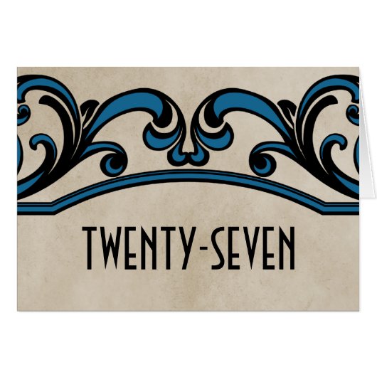 Blue Gothic Wirbel Tischnummer Card (Vorderseite (Horizontal))